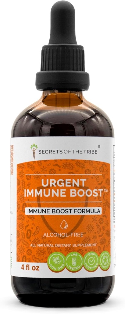 Naléhavý imunitní boost Alcohol- Free Extract, tinktura, Glycerite Elder, Echinacea, Honeysuckle, Ginger, Křen, OSHA, Andrographis, Česnek, Wild Indigo. Imunitní posilovací vzorec (4 FL OZ)