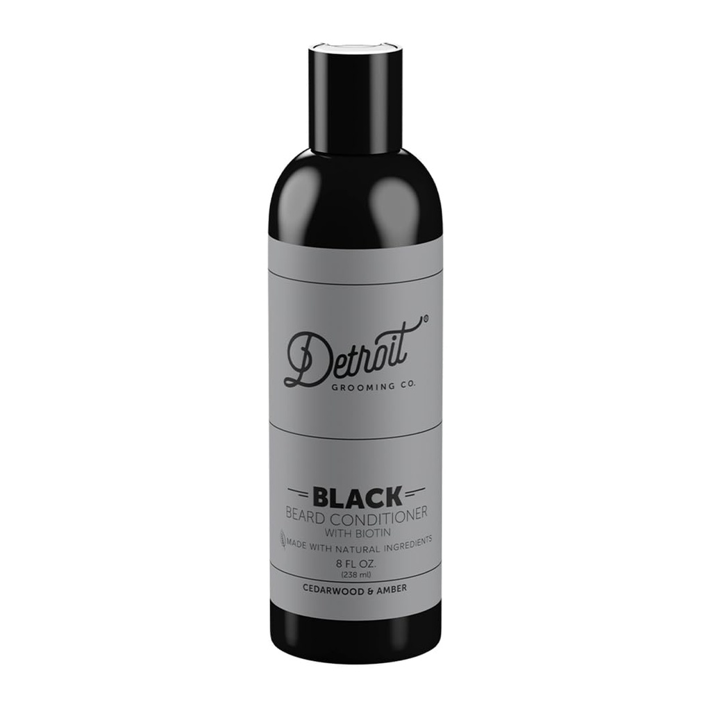 Detroit Grooming Co. Beard Conditioner with Apple Extract & Aloe Vera - Softening, Detangling, and Hydrating Beard Conditioner - Black Edition (Cedarwood & Amber) - 8oz