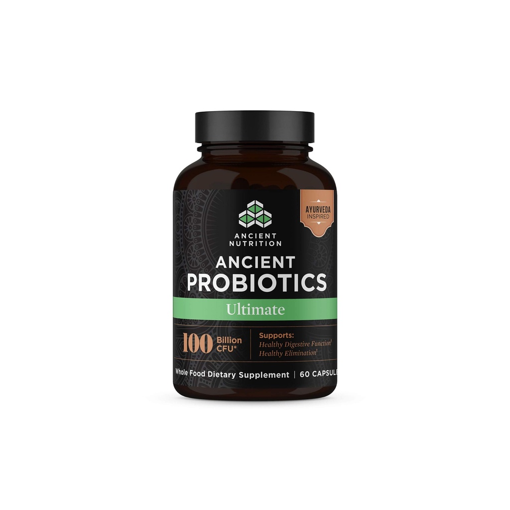 Starodávná nutriční probiotika, Probiotika Ultimate 100 miliard CFU * / Serving, Divestious and Immunication Support, Gluten Free, Starověké Superfood Blend, 60 Kapsle