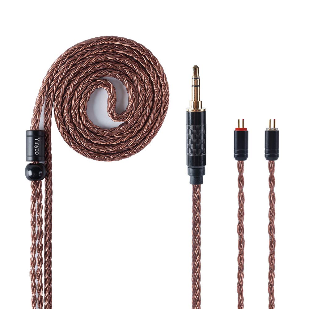 YINYOO Earphone Náhradní kabel 16 Cres Single Crystal Copper Cable Earphone Cable pro kz zst zs10-pro zsn-pro-x edx-pro zs10-pro-x dqs cca CRA c10 c12 (2pins, 3.5mm Jack)