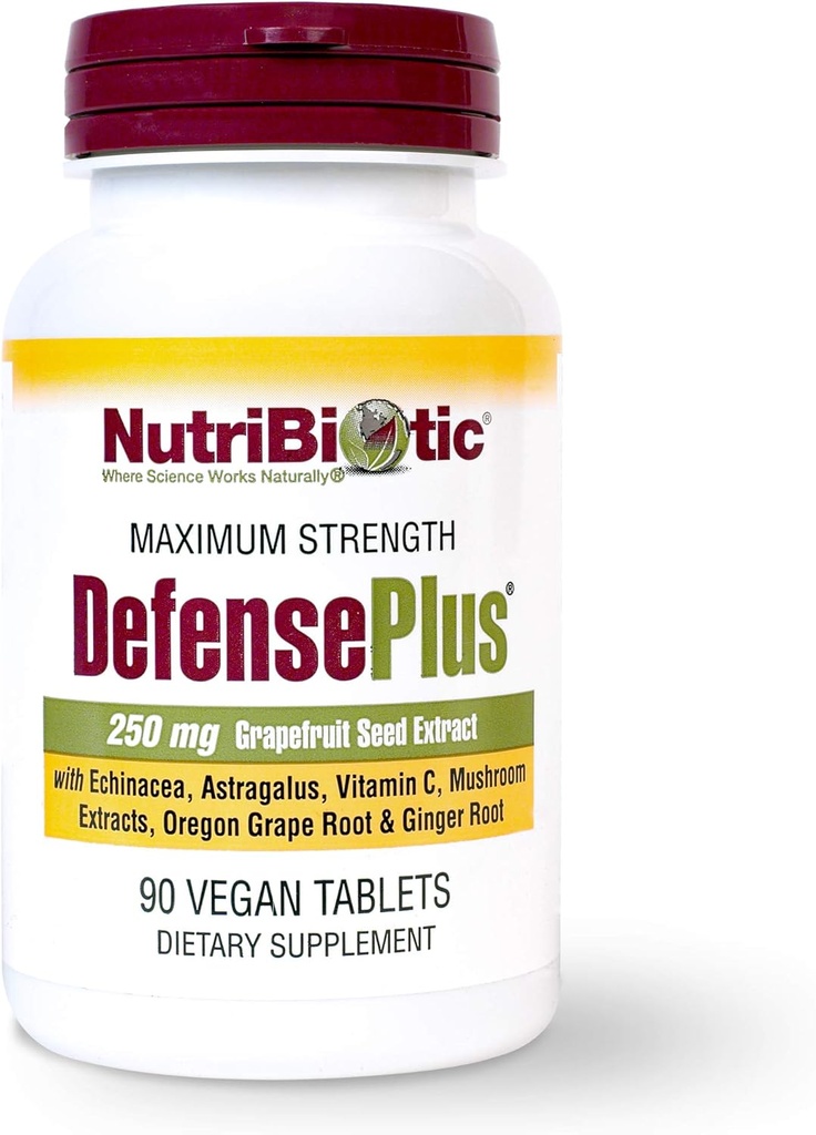 Nutrition Biotic - DefensePlus, 90 Tablet - 11 v 1 Imunitní podpora s vitaminem C, zinku, Grapefruitového semene Extract, Echinacea, Astragalus Root & Imunitate Boosting Extracts & Houbičky - Vegan & gluten zdarma