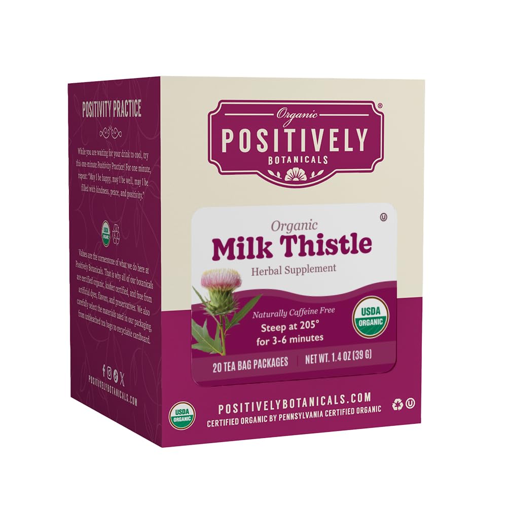 Organic Positive Botanicals Company, Milk Thistle Herbal Tea Bags, 20 Count