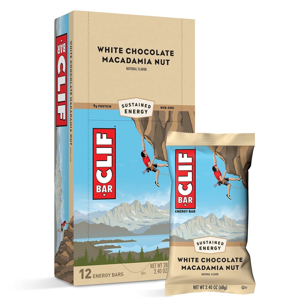 Clif Bars - Energy Bary - Bílá čokoláda Macadamia Nut Flavor - Made with Organic Oats - Plant Based Food - Vegetarian - Kosher (2.4 Ounce Protein Bary, 12 Počet) Balení květen Vary