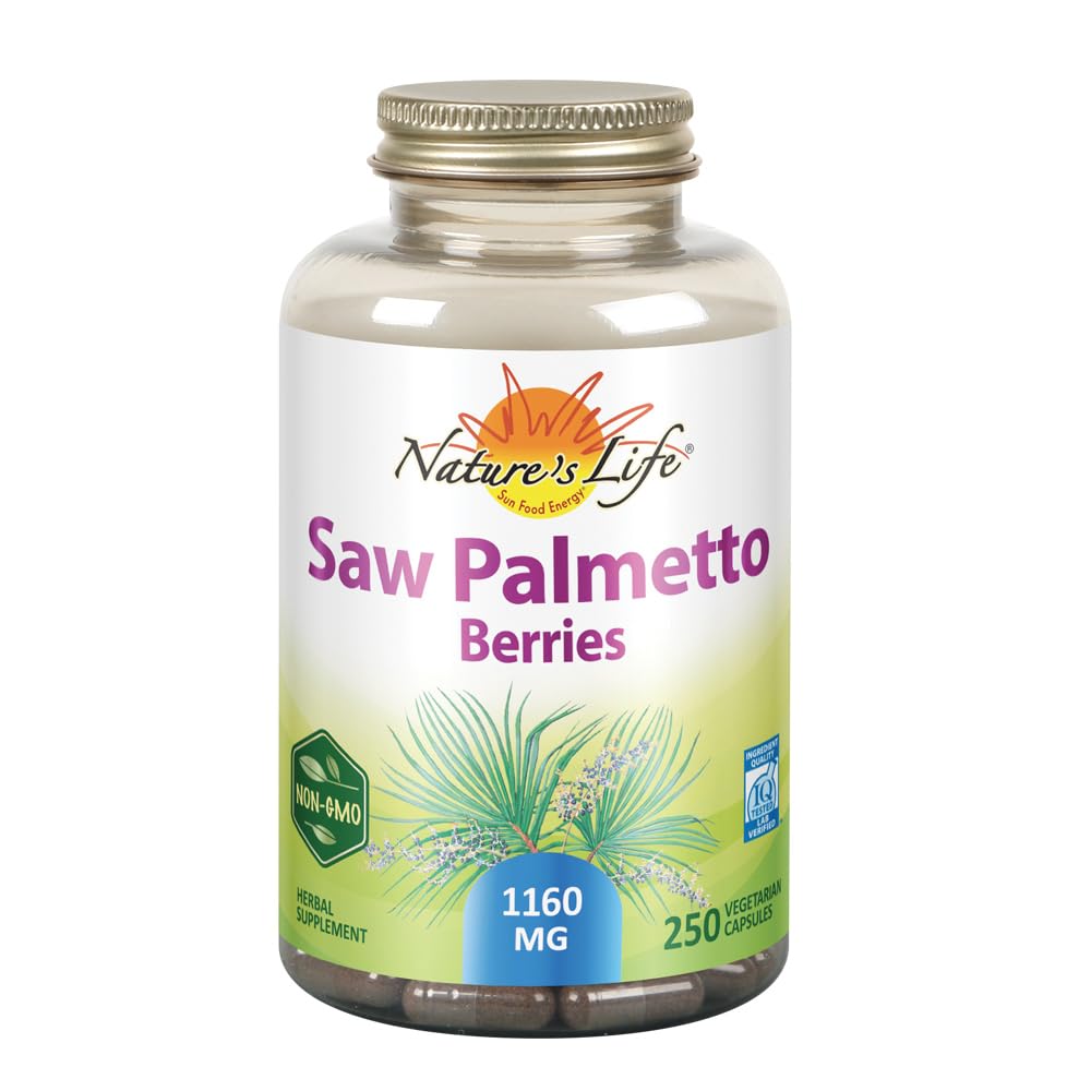 Nature 's Life Saw Palmetto Berries 1160 mg 1160 mg PHARMAD 124; Zdravý prostata, močení Frekvence & Podpora zdraví vlasů