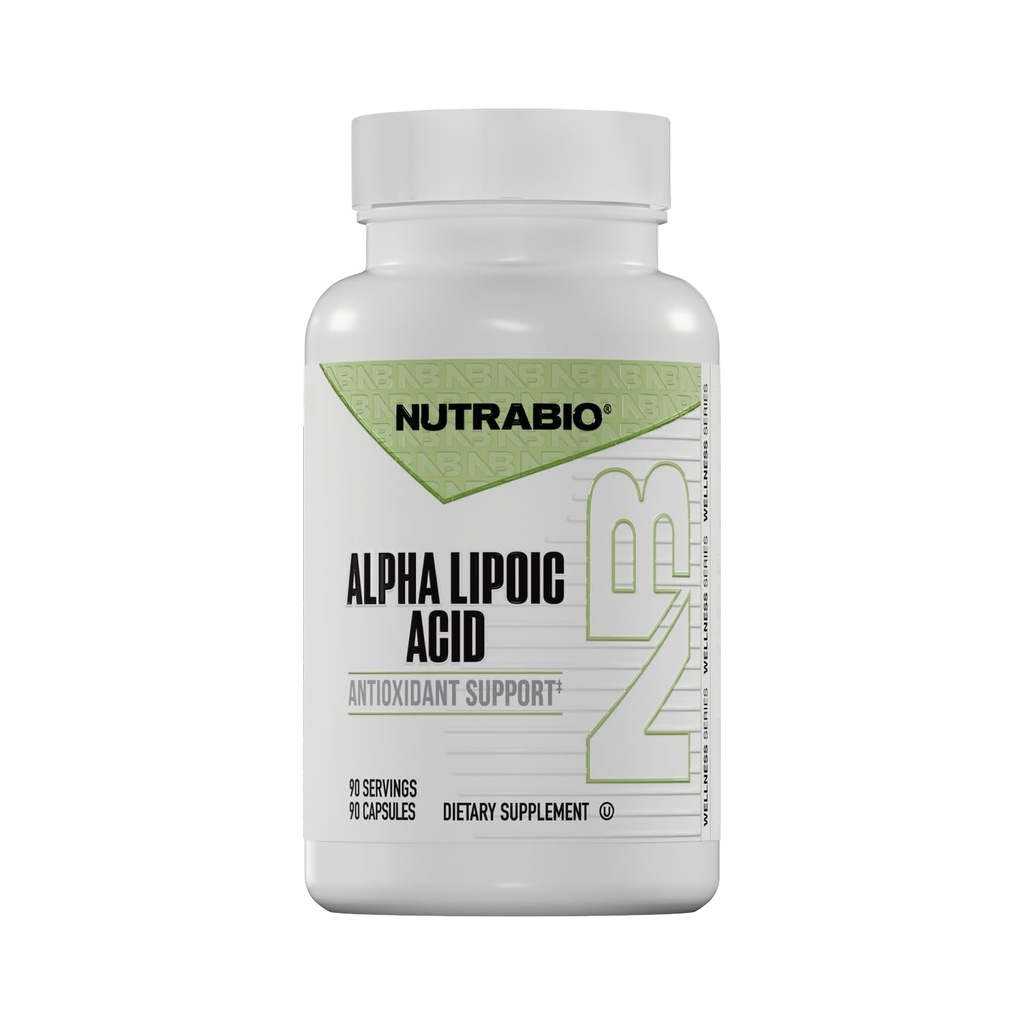 NutraBio Alpha Lipoic Acid (ALA) Dodatek, 300mg - Podporuje antioxidační zdraví, May Boost Energy Production and Wellness, 90 Zeleninové kapsle