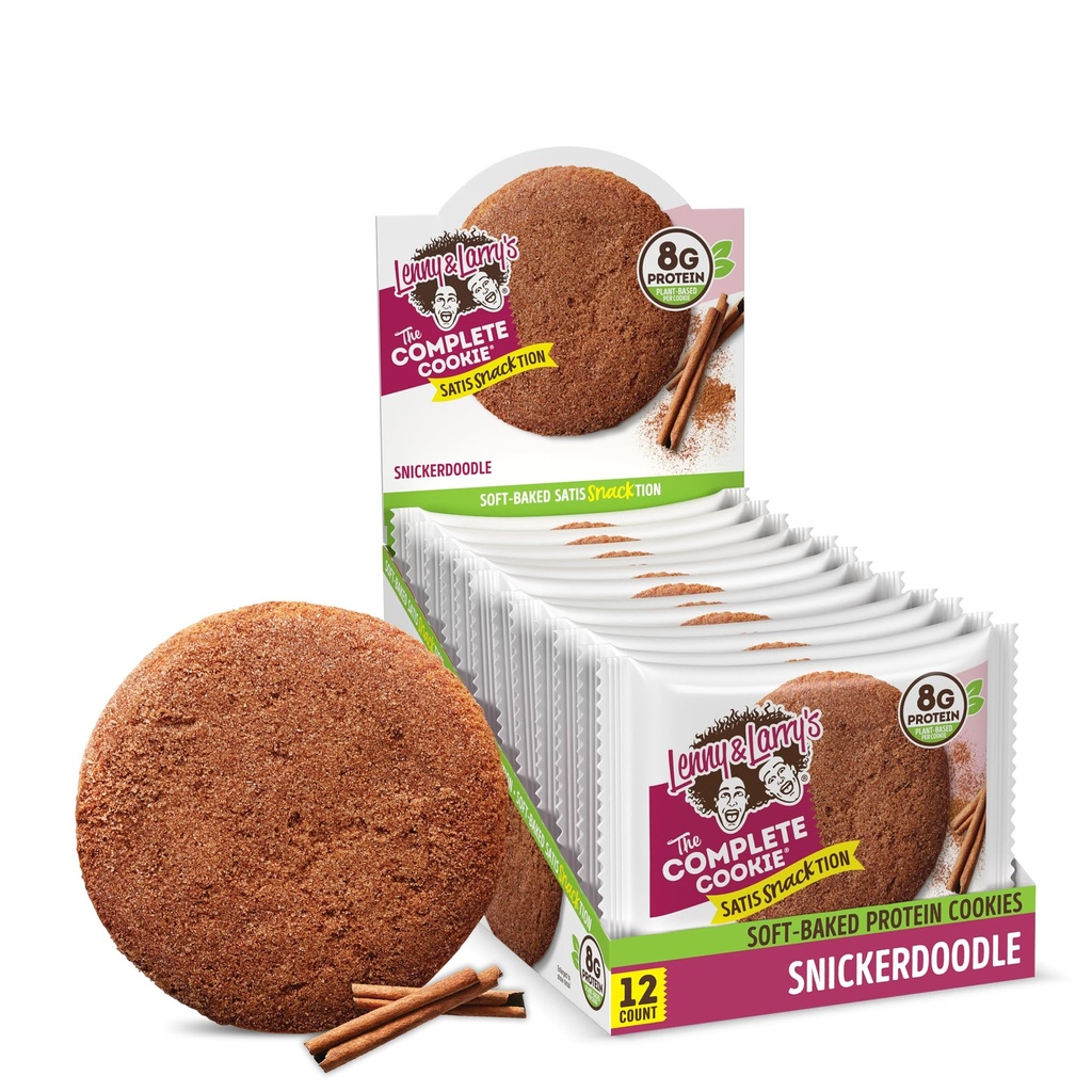 Lenny & Larry 's The Complete Cookie, Snickerdoodle, Soft Baked, 8g Plant Protein, Vegan, Non- GMO, 2 Ounce Cookie (balení po 12)