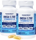 Oceanblue Professional Omega-3 2100 s vitaminem K2 a vitaminem D3-60 Count 2 Pack - Triple Strength Burless Fish Oil Supplement s EPA, DHA & DPA - Wild Caught - Orange Flavor, 60 Služeb