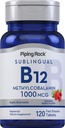 Piping Rock Vitamin B12 1000 mcg Sublingvální 124; 120 Tablety CLAS124; jako methylkobalamin CLAS124; Berry Flavor CLAS124; Vegetarian, Non- GMO, gluten zdarma dodatek