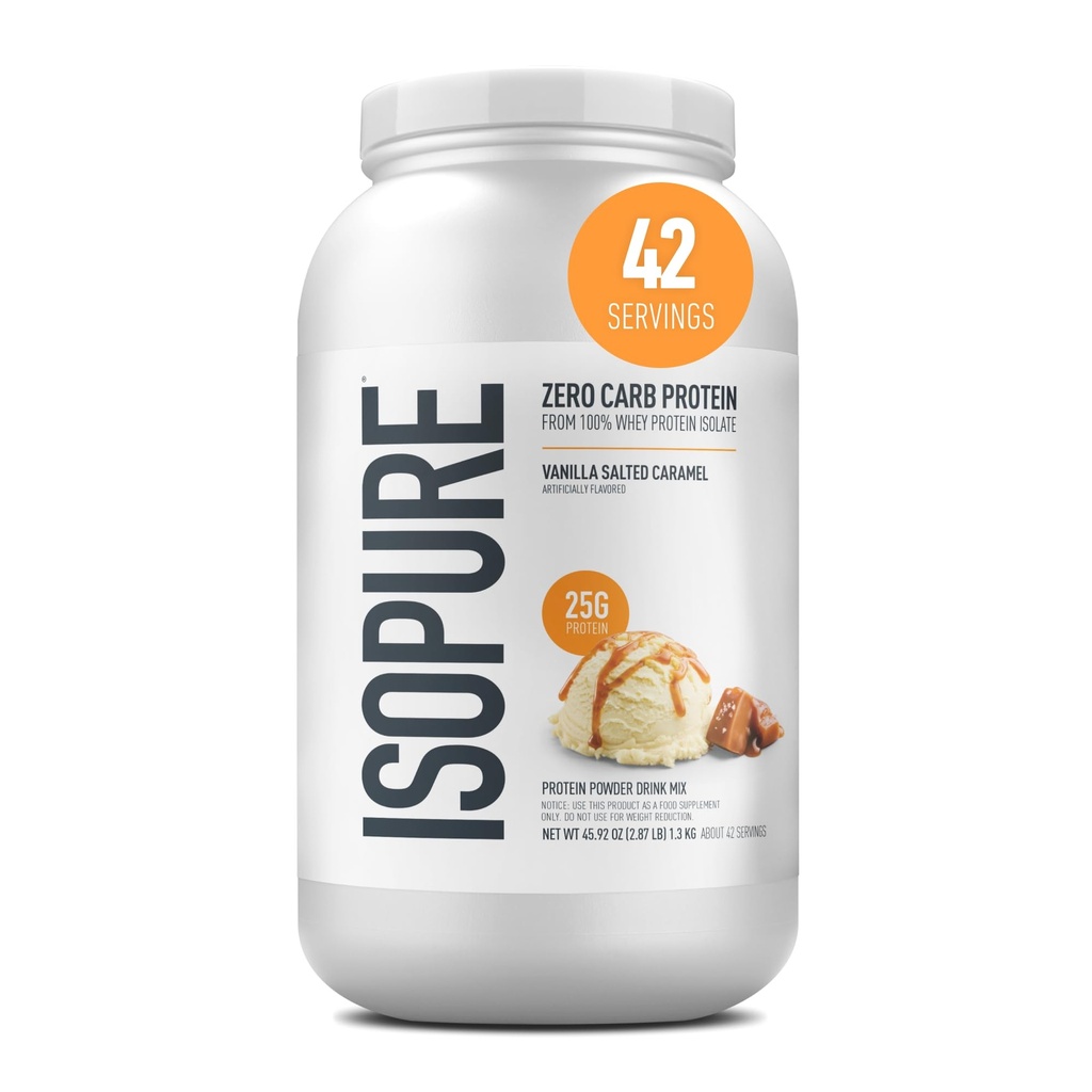100% čistý syrovátkový proteinový prášek, bezlaktóza, gluten zdarma, s vitamíny, vanilkový salát karamel, 25g protein per serving, 3 libry, 42 porcí (balení květen)