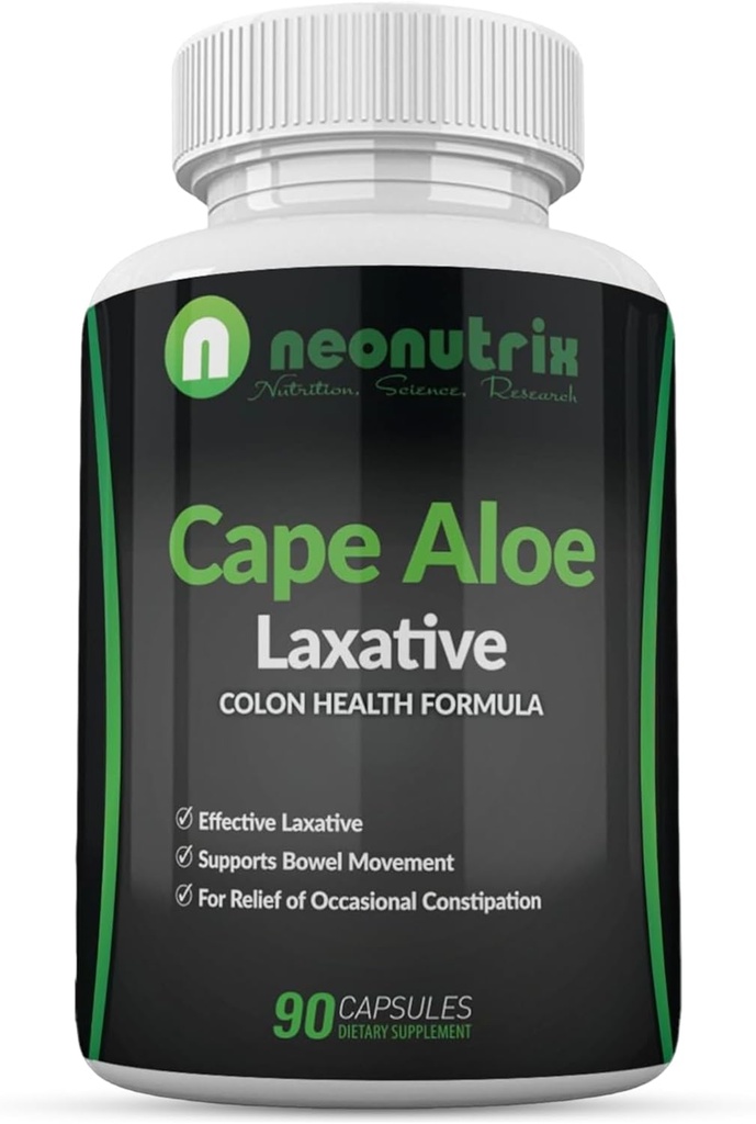 Cape Aloe Natural Laxations for Constolly Relief- Promotes Health Bowel Movement- Dodatek pro muže a ženy - Bylinné Detox - 90 Kapsle - Vyrobeno v USA od Neonutrix