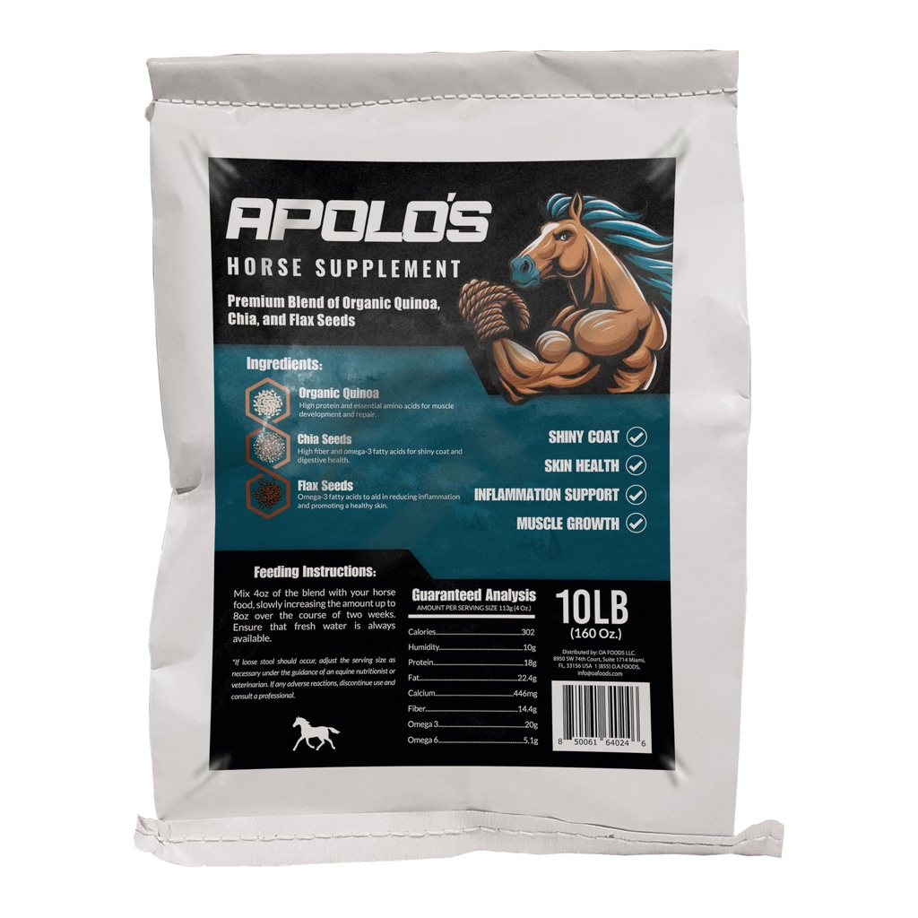 Greenfit APOLO 'S 100% přírodní kůň dodatek pro denní krmení - společná podpora, Coat Shine & Strength 124; Flaxseed, Quinoa, Chia Isra124; 10 LB Bag