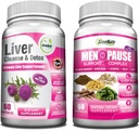 GreeNatr Synergic Bundle - Herbal Menopauza Support Complex for Hot Flashes, Night Sweats & Mood Swings Relief Plus Celková revitalizace jater s naší synergistické vyčištění jater