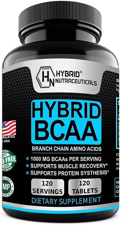Hybridní BCAA 1000mg - BCAA aminokyseliny doplňky - 2: 1: 1 L- Leucin, L- isoleucin a L- Valine - Non- GMO, Vegan - 120 Služeb
