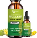 Extra síla 2,000mg Mullein kapky pro plíce, Mullein Leaf Extract dodatek, Alkohol zdarma, vysoká absorpce, silný a přírodní Vegan Mullein kapalné kapky pro vyčištění plic, imunitní podpora