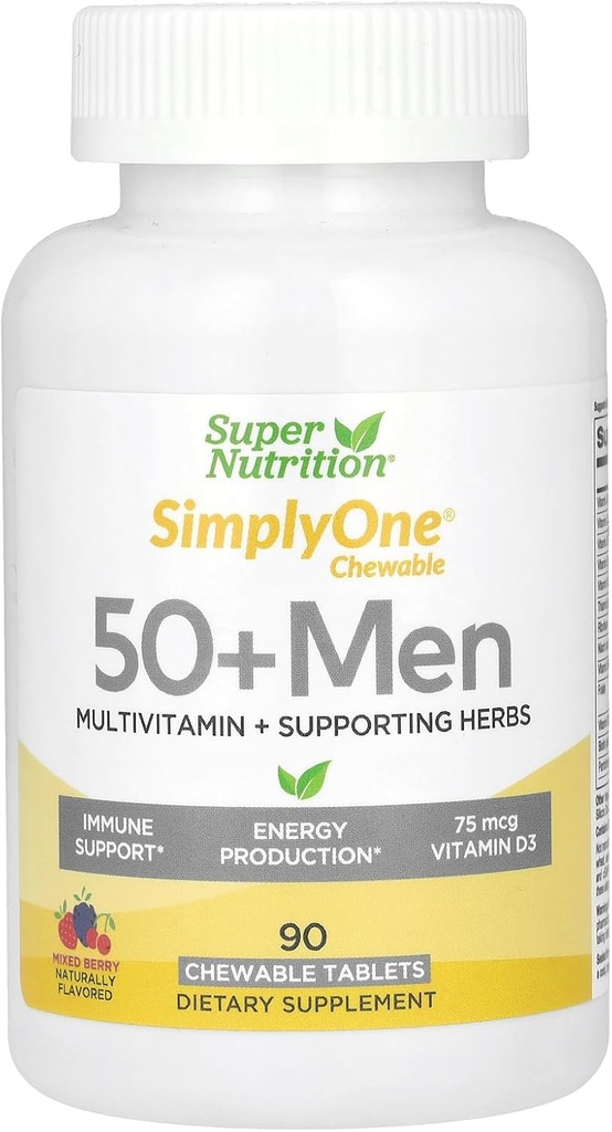 SuperNutrition Multi- Vitamin pro muže 50 +, high- potency, One / Day žvýkací tablety, 90 Day Supply Wild Berry 90 Počet (Balení po 1)