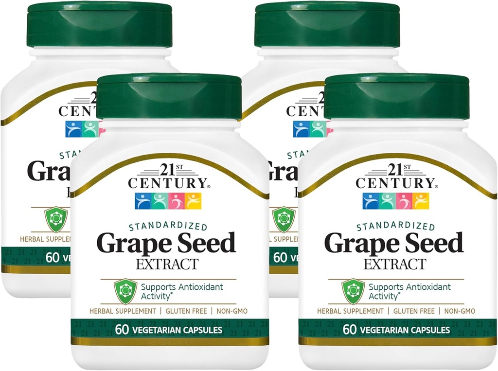 21. Století Grape Seed Extract Veg Kapsle, 60 Počet (21378) (Balení po 4)