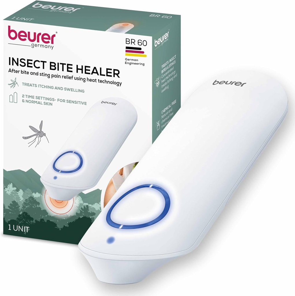 Beurer BR60 Insect Sting and Bite Relief, Bug Bite Healer for Chemical- Free Treatment of Insect Bites, Non-Toxic Natural Relief from Stching and Owelling, for Mosquito Bites