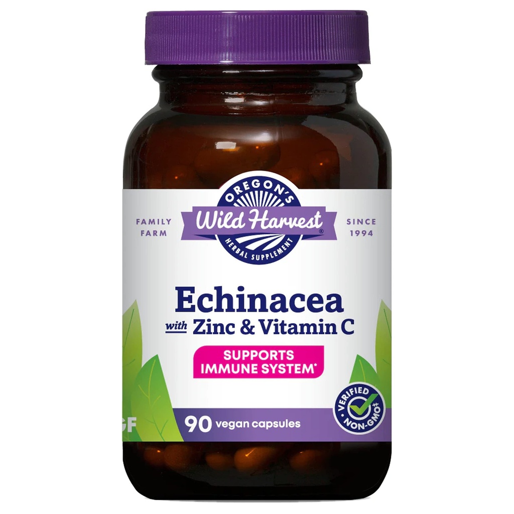 Oregon Wild Harvest Echinacea se zinkem a vitamínem C kapsle, 90 Počet