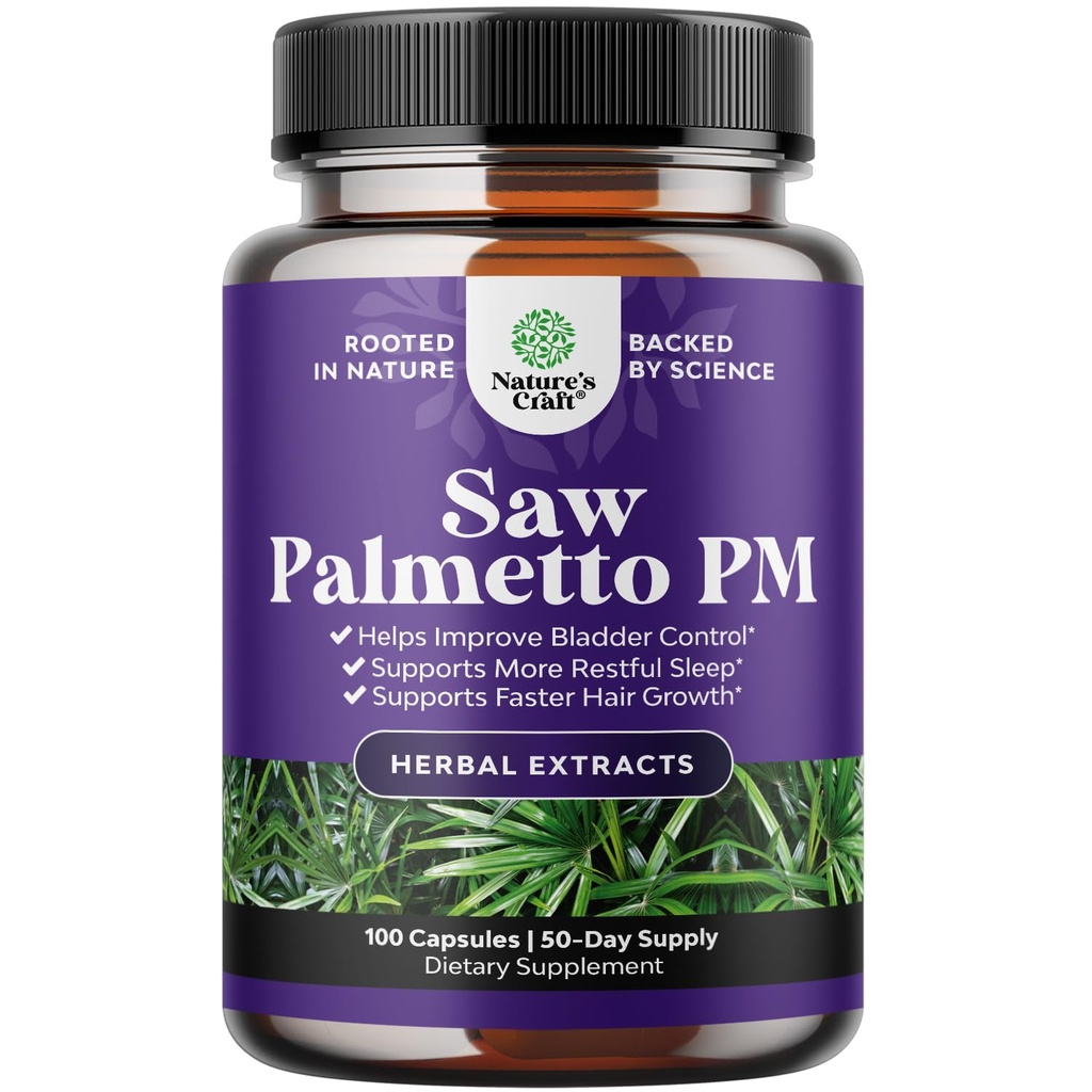 Nighttime Defense Saw Palmetto pro muže - Saw Palmetto Extract Prostate Dodatek pro muže Pomoci snížit noční močení Nutnost a Nadměrná močová měchýř s lykopenovým dýňovým semenem a melatonin