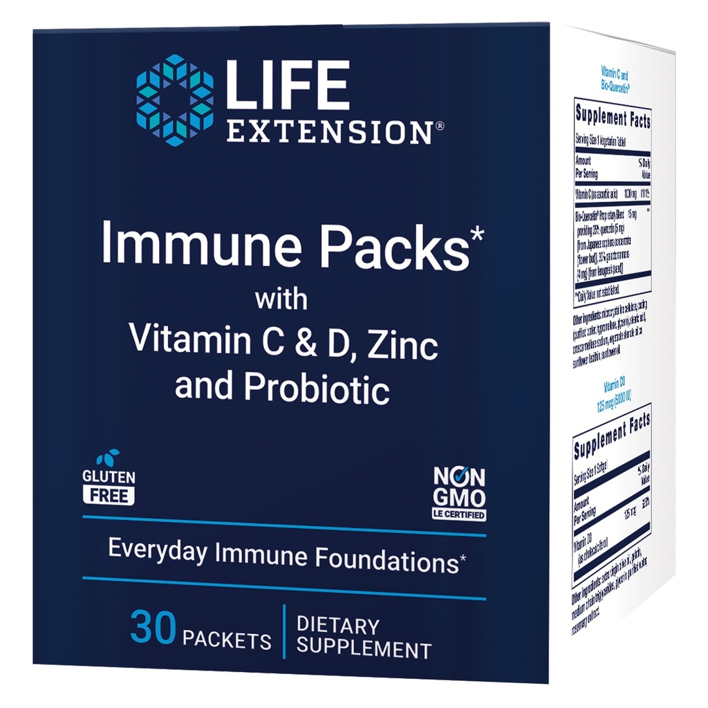 Life Extension - imunitní balení s vitaminem C & D, zinkem a probiotickým (30 balení)