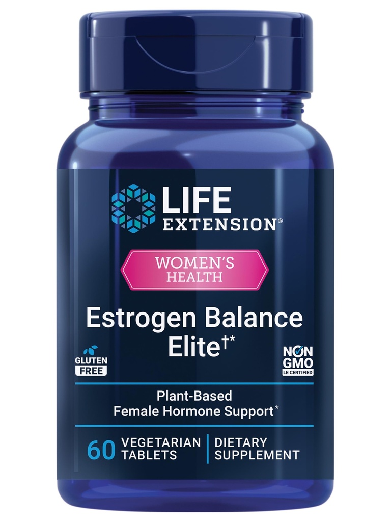 Life Extension Estrogen Balance Elite, Menopauza Support Dodatek, Hormon Balance, horké záblesky, noční poty, Vaginální suchost, Gluten- Free, Non- GMO, Vegetariánské, 60 Tablety.