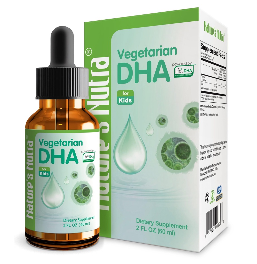 Nature 's Nutra Vegetarian DHA, Premium Liquid DHA for Baby, Infant, Kids and Children, Non- GMO, DHA 100 mg, Pure Plant Source, 2 Fl Oz (60ml)