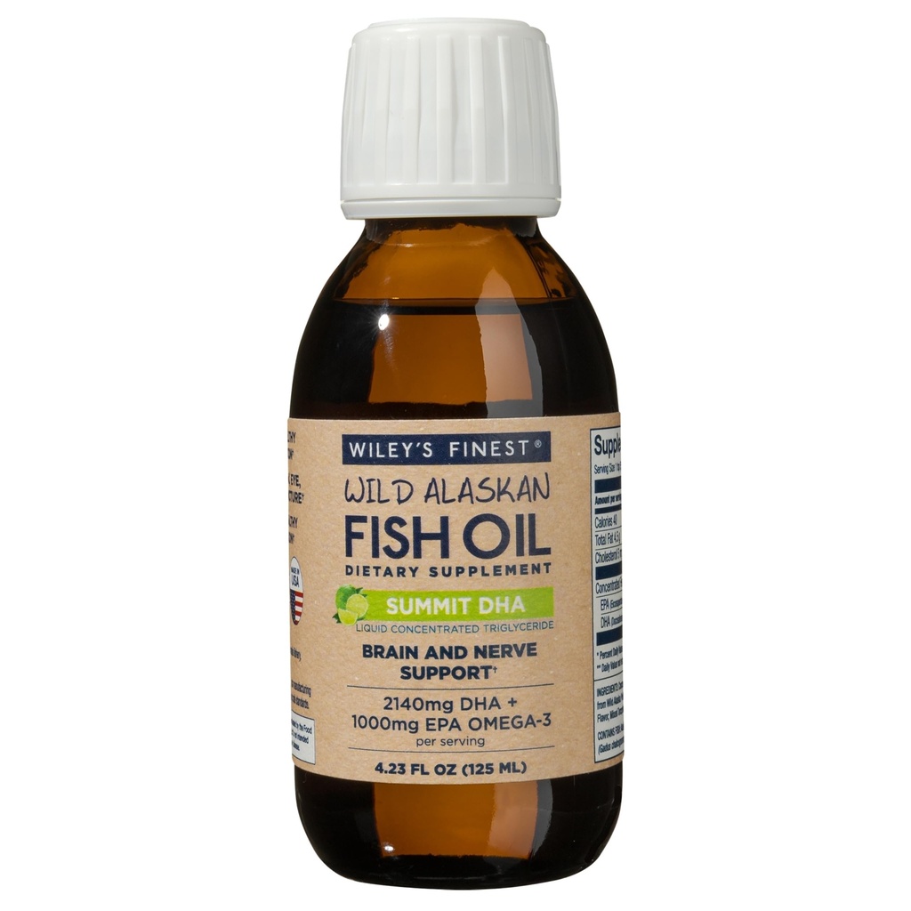 Wiley 's Finest Wild Alaskan Fish Oil Summit DHA Liquid - 2140mg DHA a 460mg EPA Omega-3s - Citrus ochucený Liquid Supplement - 4.23 Oz (25 Služeb)
