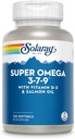 SOLARAY Super Omega 3 7 9 Podporuje zdravou pleť, více EPA, DHA, esenciální mastné kyseliny z Fish Oil Mini Softgel, 120ct