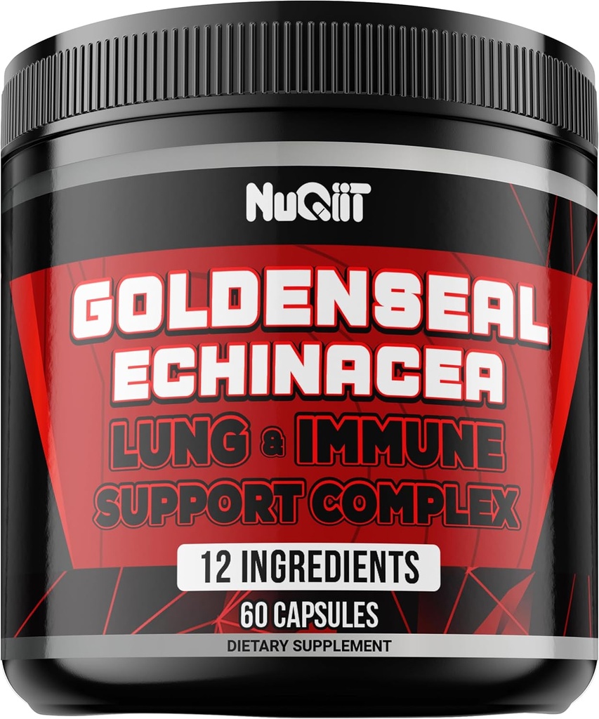 Goldenseal Root Capsule s Echinaceou, Panax Ginseng Root, Imunitní podpůrný komplex jako bezinky, Česnek Bulb - 60 Kapsle - Digestivní zdraví, Tělesná bilance & Více - Goldenseal Root Powder