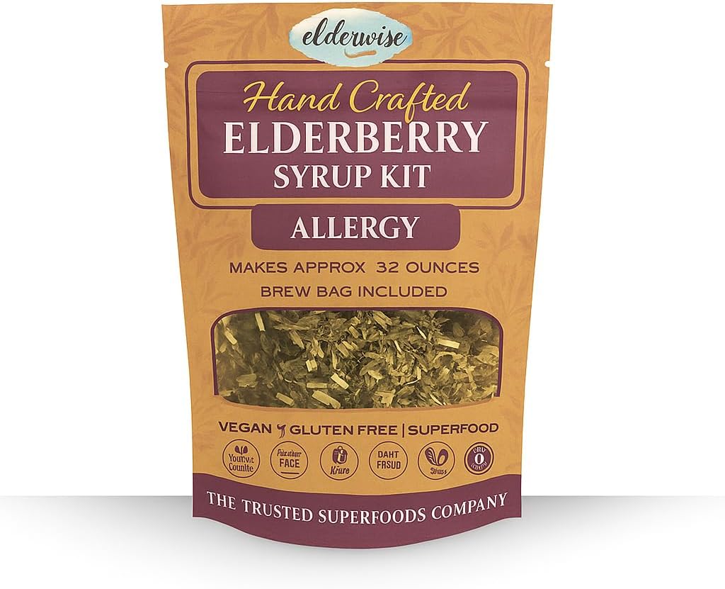 Sada na bezinky - Alergie Support - Vyrábí přibližně 32- z - Dodává se s vařením Bag - Ingredients - Bezinky - Ledviny - Zázvor - Kopřivka - Skořice - Cuketa - Elderwise