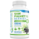 Saw Palmetto Berries & Extract - 1500 mg Saw Palmetto Dodatek pro muže a ženy - DHT Block pro růst vlasů, Podpora prostaty a močové zdraví - 120 Veganské kapsle