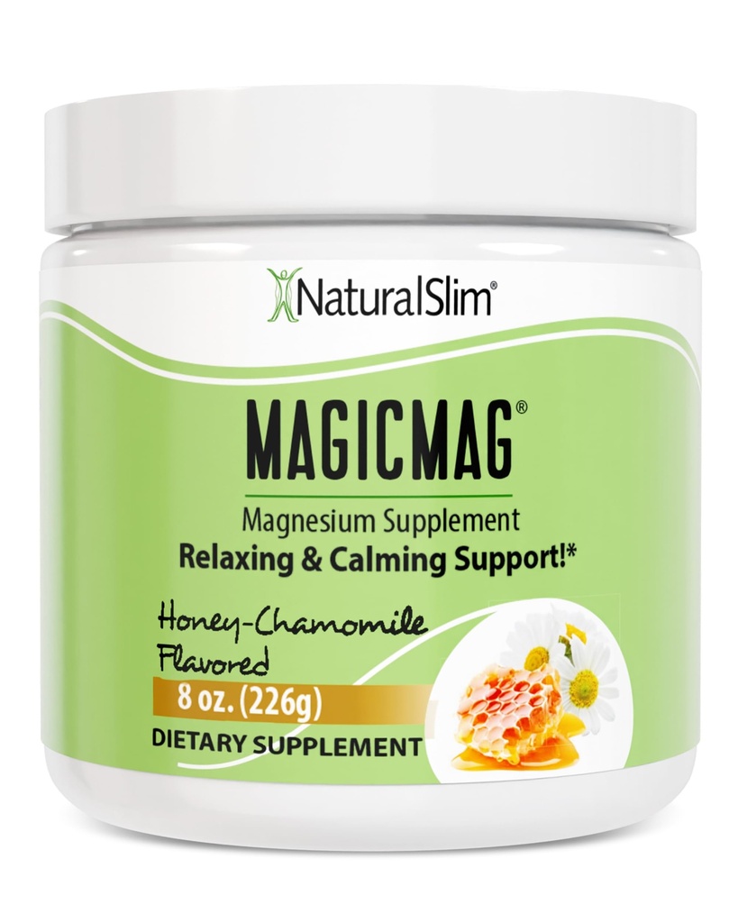 NaturalSlim Magicmag Čistá hořčík Citrát Powder Stress, Zácpa, Muscle, Heart Health, and Sleep Support Appendix 124; Honey Hemomile Magnesium Supplement - 8oz Drink Mix (Solo)