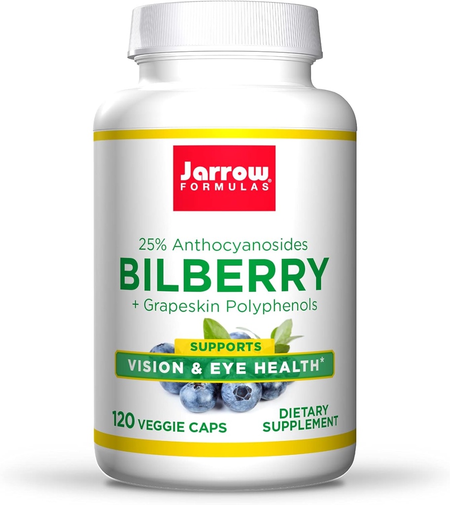 Jarrow Visas Bilberry + Grapeskin Polyfenols 280 mg - 120 Veggie Caps - Podporuje Vision & Eye Health - až 120 Služeb