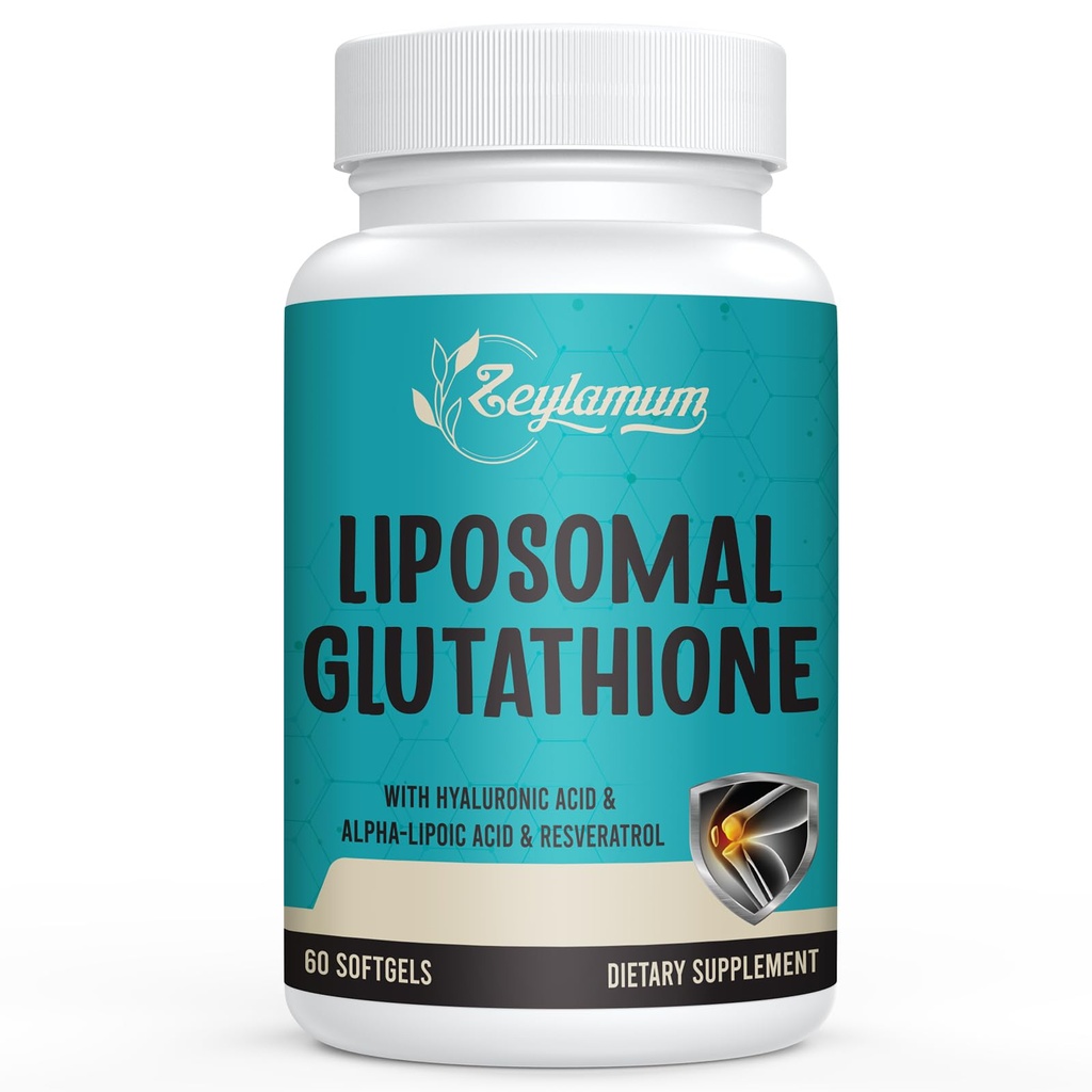 2400 MG Lipozomální Glutathione Softgels, Max Absorpce, Active Form L- Glutathione Reduced (GSH), s Hyaluronic acid, Resveratrol, Master Antioxidants for Detox, Brain, Imunitation System, 60 Softgels