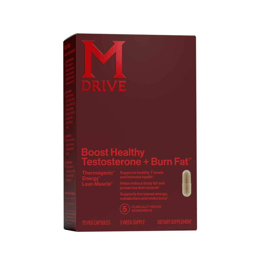 Mdrive Boost a Burn Testosteron Supplement a spalovač tuků se zinkem, KSM-66 Ashwagandha, Advantra Z, 75 Kapsle