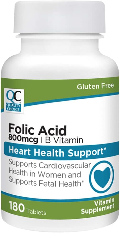 Quality Choice Heart & Fetal Health 180 Count Folic Acid 800 mcg + B tablety