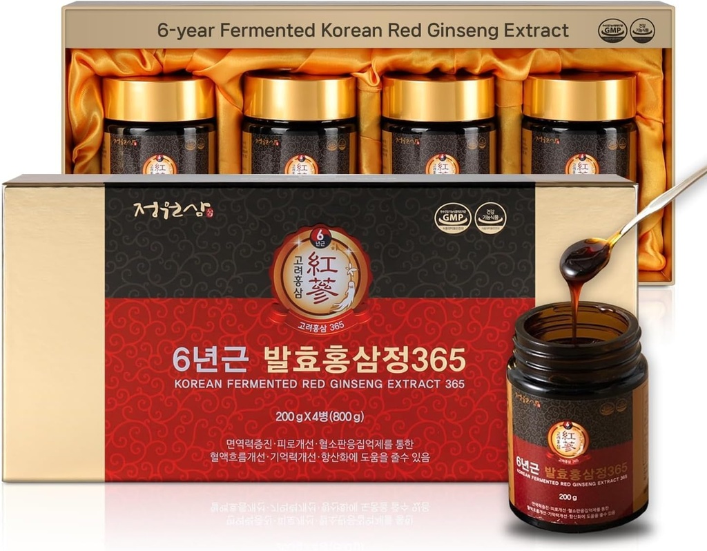 6- Rok fermentované Korejské červené ženšen Extrakt 124; 4X 200g Lahvičky 124; 9.6mg Ginsenosids per 15g Dublin 124; Energie, Focus, Únava, Imunitní podpora 124; Bylinné doplňky pro muže a ženy