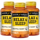 MASON NATURAL Relax & Sleep dietární bylinný dodatek s Valerian Root & Passiflora Extract, 9 měsíční dodávka, 3 balení