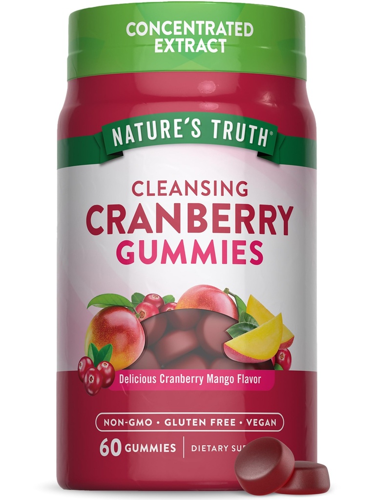 Nature 's Truth Cranberry Gummies Cranberry 124; 60 Count Crangon 124; Vegan, Non-GMO & Gluten zdarma dodatek Cranberry Mango Flavor