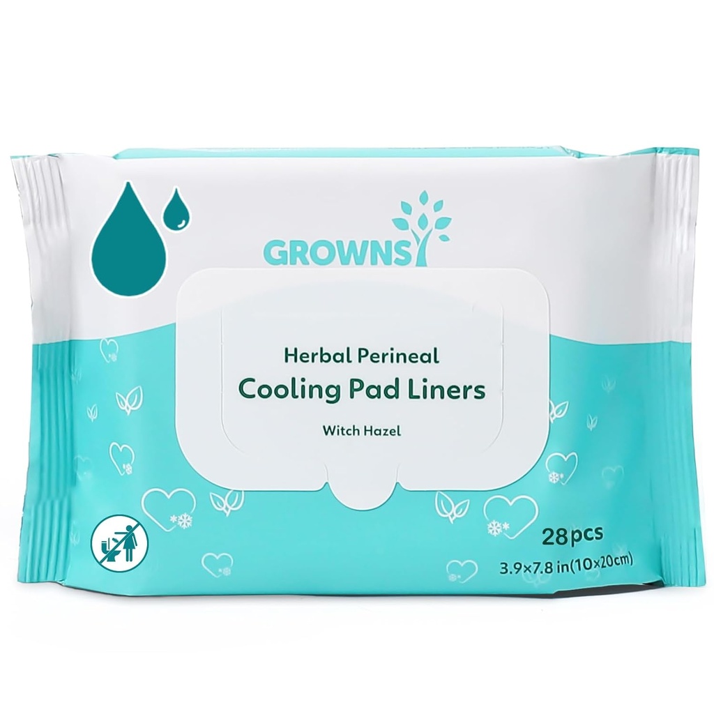 Grownsy Dlouhotrvající Soothing Perineal Chlazení Pad Liners, 28PCS Postpartum Chlazení Pad Liner pro poporodní zotavení, Perineal Hemoroid Chladicí ubrousek pro mámu Postpartum Essentials Care