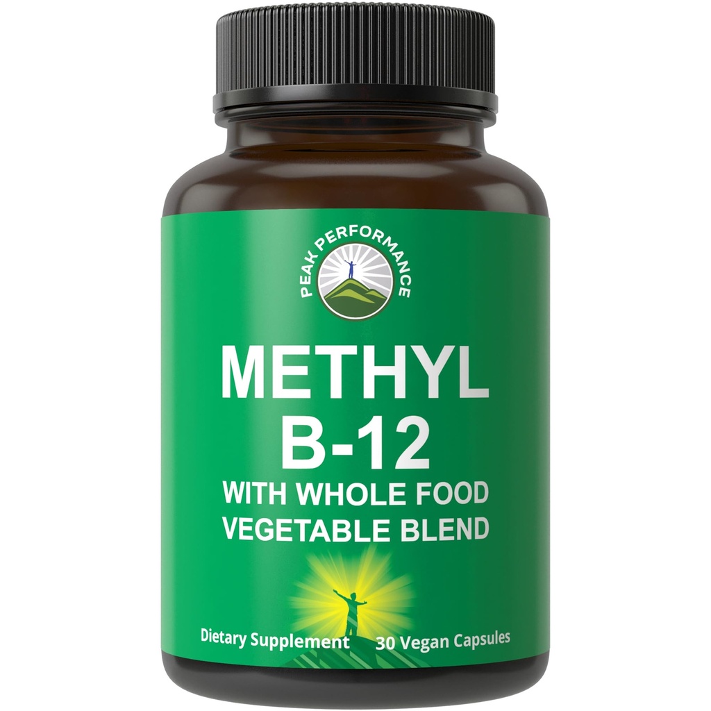 Methyl B12 Vitamin + celá směs 25 Zelenina a ovoce pro Max Absorpce. Vegan Vitamin B12 Methylkobalamin - Methyl B-12 dodatek pro energii, Focus and Relief. 30 denní zásobovací kapsle