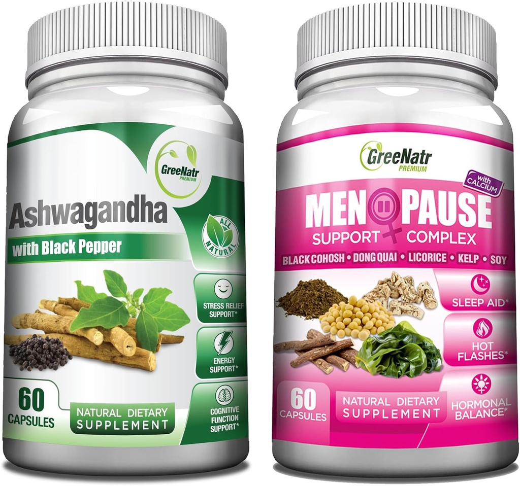 GreeNatr Celková Wellness podpora s Ashwagandha Kapsle s Black Pepper pro zlepšení absorpce - a přírodní menopauza Bylinný komplex