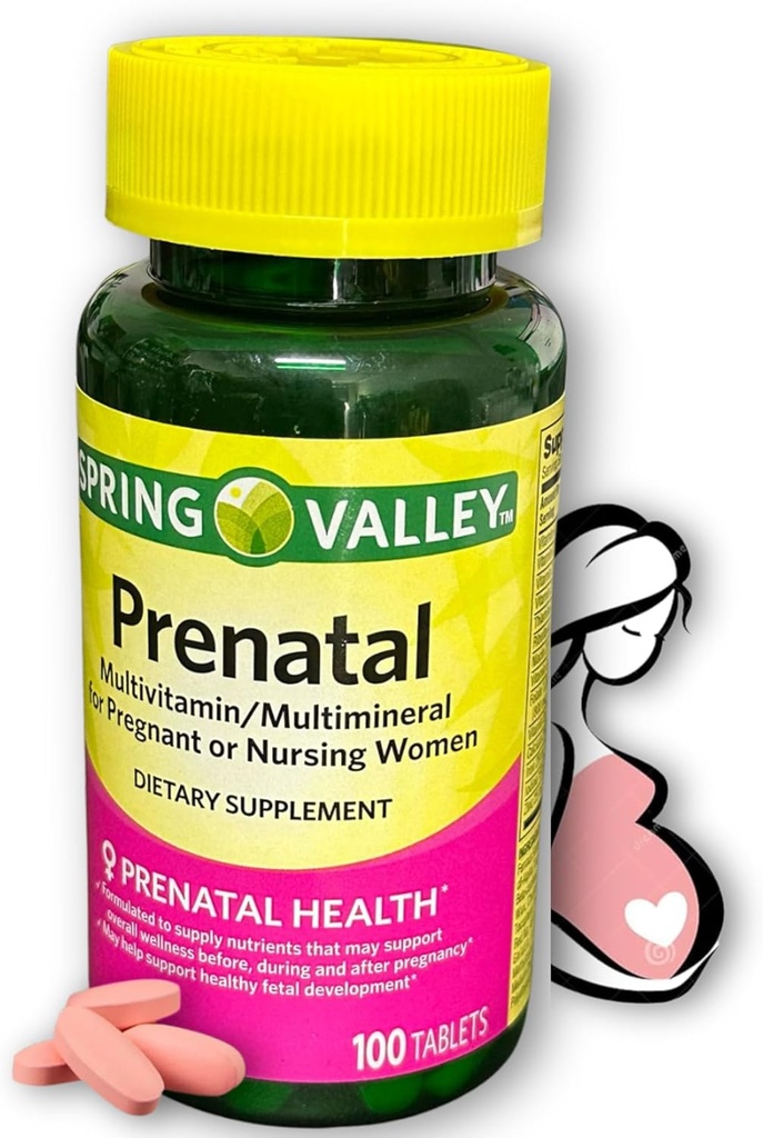 Prenatální vitamíny - Multivitamin Multimineral pro těhotné a ošetřující ženy doplněk tablety 100 Ct