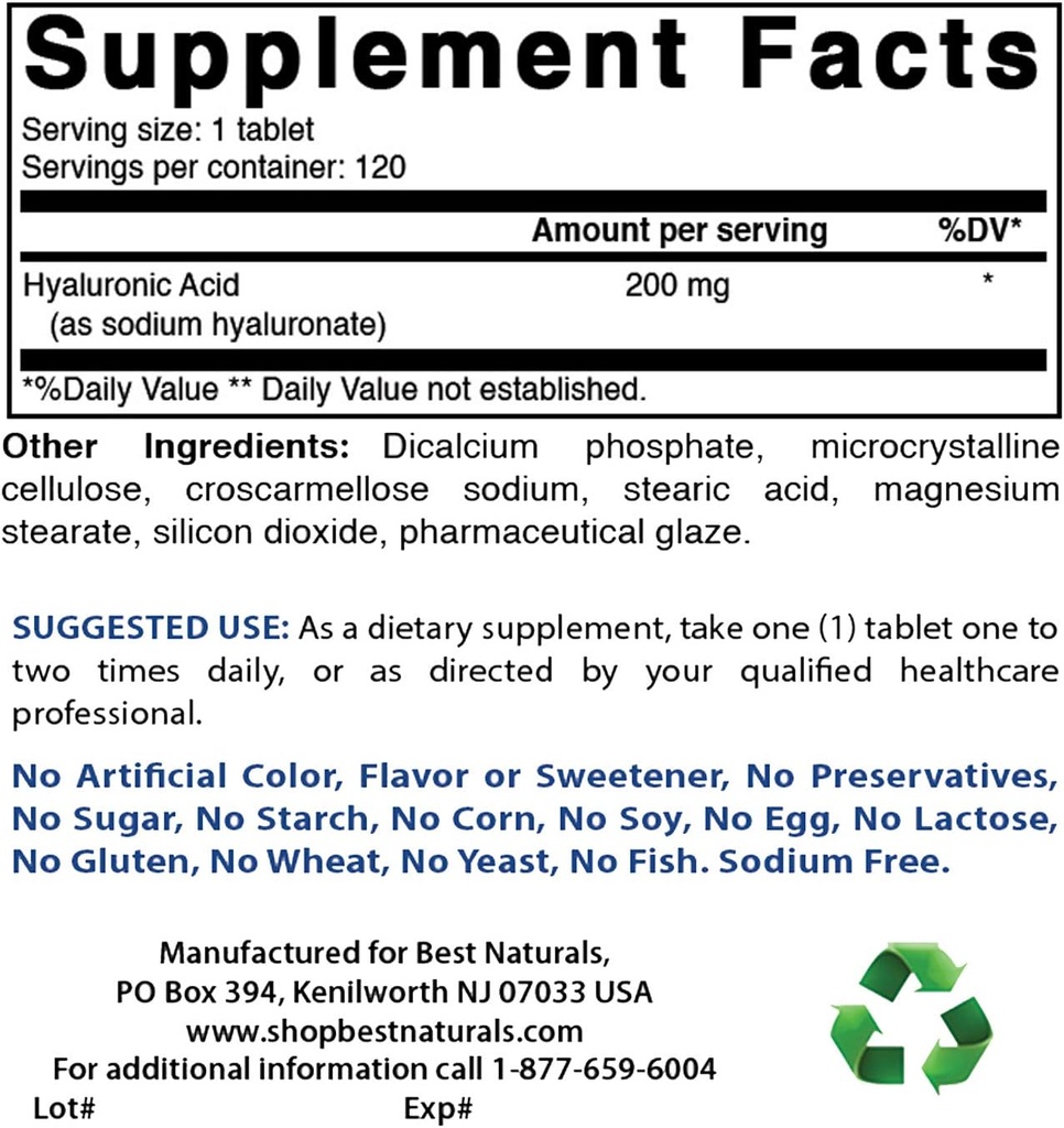 Nejlepší naturals Hyaluronic Acid 200 mg & COQ10 100 mg