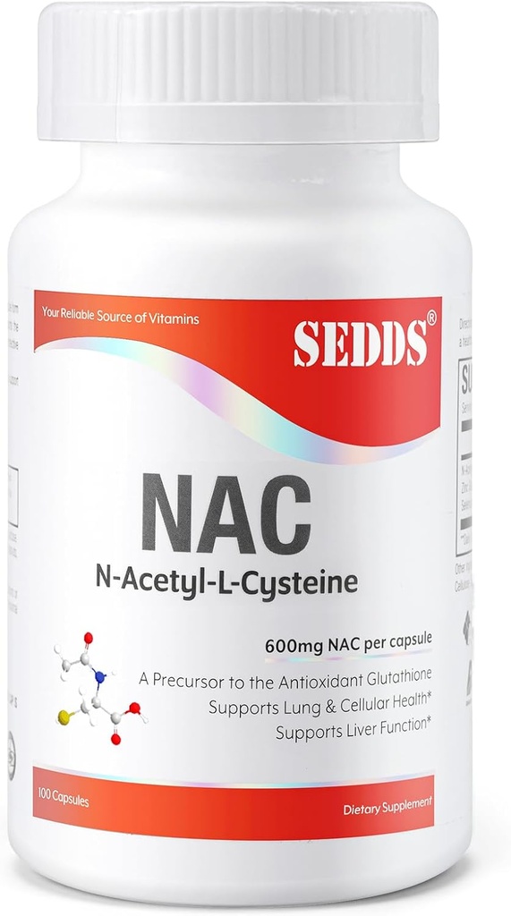 Doplňky, N- acetyl cystein (NAC) 600mg, 100 Veg Kapsle - Non- GMO, bez gluten