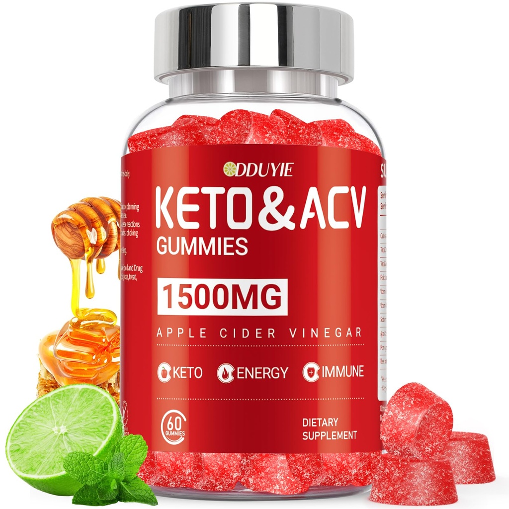 (1 Pack) Jablečný ocet gumy 124; Keto ACV gumy pro podporu metabolismu a spalování tuků s vitaminem B6 & B12 CUR 124; ACV dodatek 124; Lemon Honey Flavor 124; 60 Vegan pro ženy a muže