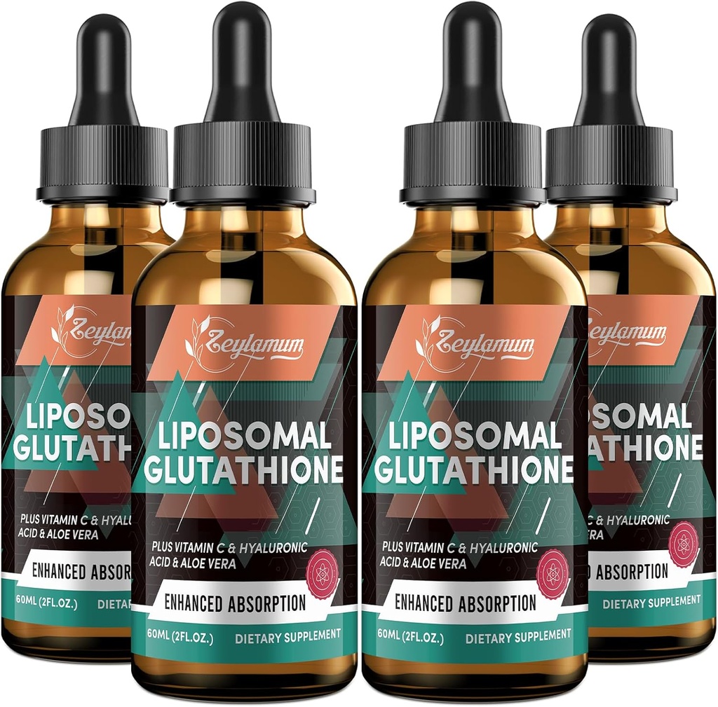 2000MG Lipozomální Glutathion Tekuté kapky, Ultra vysoká absorpce, Přírodní detoxifikace, imunitní systém & Kožní Supprot *, L- Glutathion, Vitamin C & Hyaluronic Acid, Kapsle Alternativní, 8.08 OZ