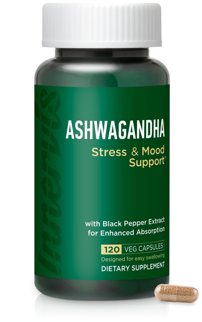 Ashwagandha 500mg - Stress Relief, Mood Balance & Relaxation with Black Pepper, 120 Vegan Kapsle