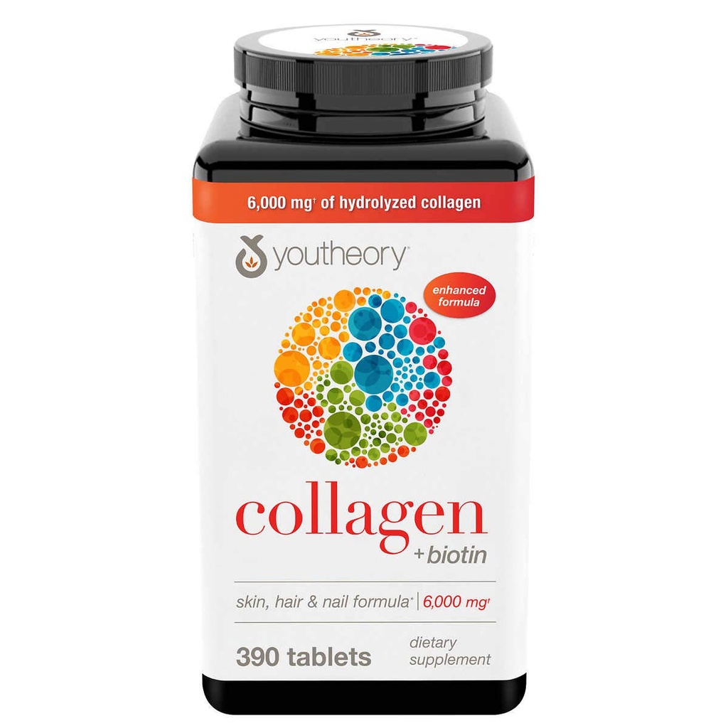 Youtheory Collagen Plus Biotin, 390 tablet (4 balení)