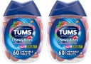 TuMS Chewy Bites Antacid Tablety pro Chewable Heartburn Relief and Acid Indigestion Relief, Asdied Berries - 60 Počet (balení po 2)